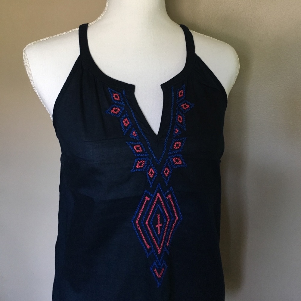 Old Navy Black Tank Top with Embroidered Design